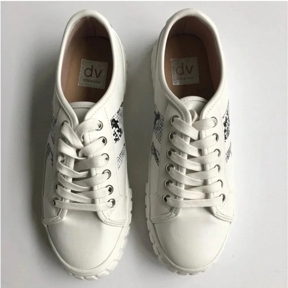 New DV By Dolce Vita Dwella Snake Embossed Low Top sneakers arrow lug platform - Picture 6 of 11